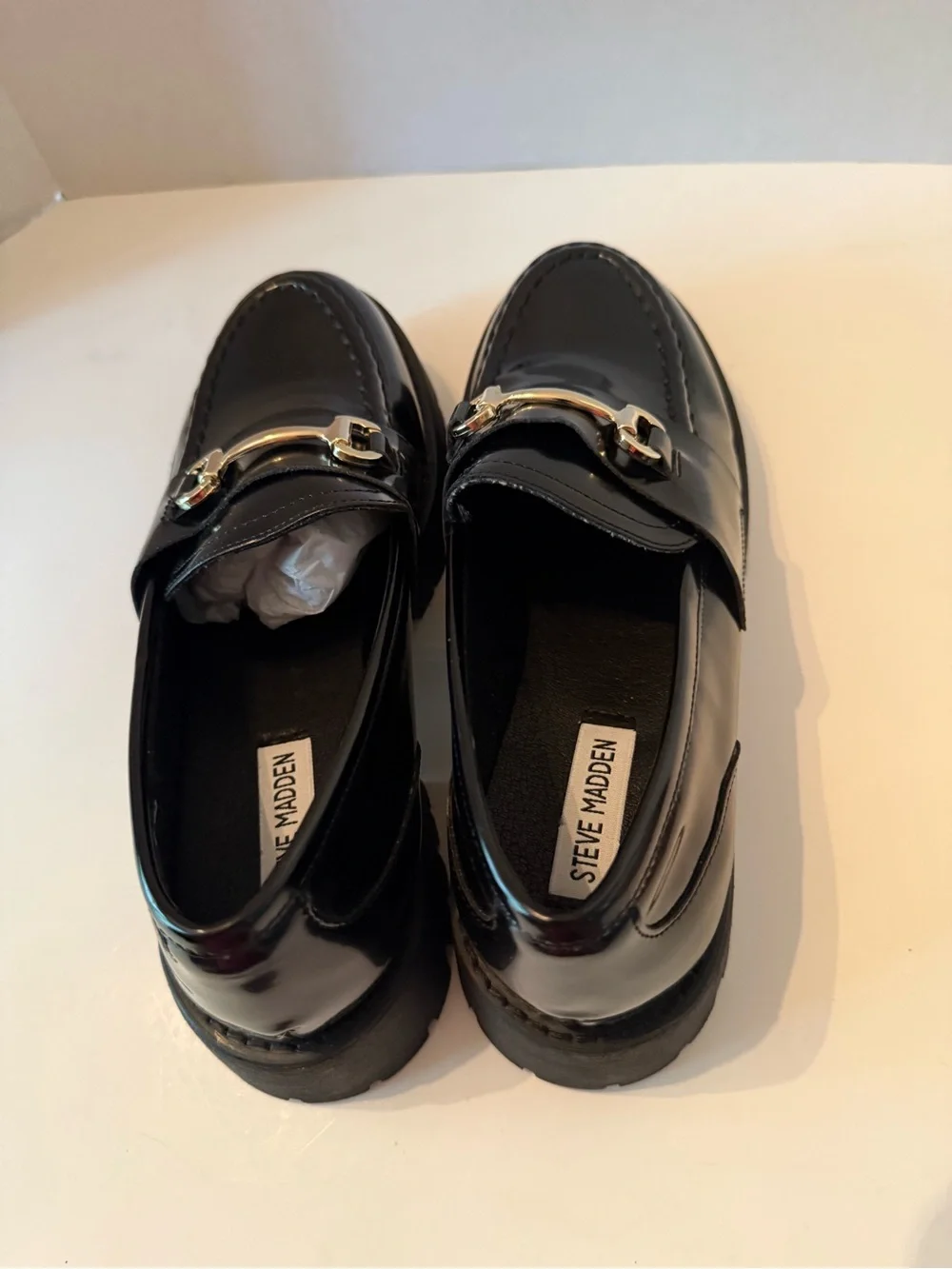 Steve Madden Black Patent Leather Chunky Loafers Women’s 9.5